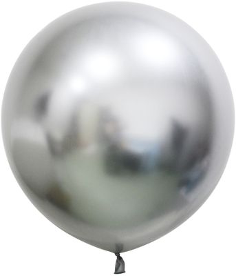 Silver Chrome Jumbo Latex Balloon - 24 inch - Pk 3