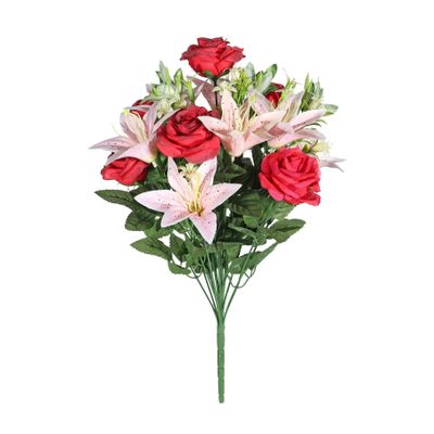Pembroke Open Rose Lily Mixed Bunch - Red