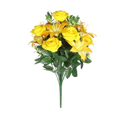 Pembroke Open Rose Lily Mixed Bunch -Yellow