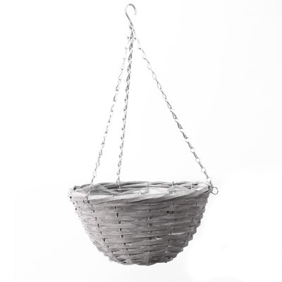 12" Round Woodhouse Hanging Basket - Grey Wash