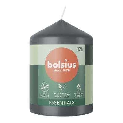 Bolsius Essentials Pillar Candle - 80x58mm - Stormy Grey