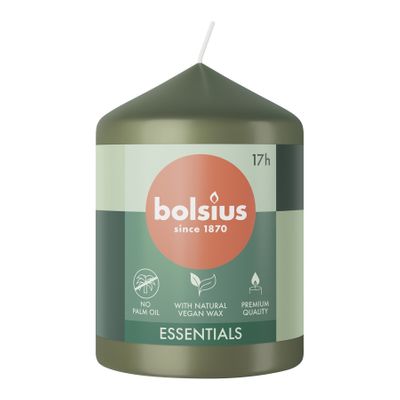Bolsius Essentials Pillar Candle - 80x58mm - Olive Green