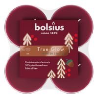 Bolsius Christmas True Glow Fragranced Maxi Light - Pk of 8 - Winter Spices -Red