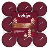 Bolsius Christmas True Glow Fragranced Tealights - Pk of 18 - Winter Spices -Red