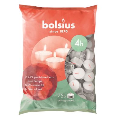 Bolsius Tea lights -Bag 75 - 4Hr - White