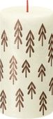 Bolsius Rustic Festive Silhouette Pillar Candle -130x68mm - Soft Pearl with Tree
