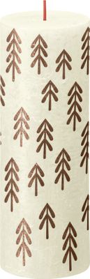 Bolsius Rustic Festive Silhouette Pillar Candle -190x68mm - Soft Pearl with Tree