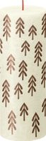 Bolsius Rustic Festive Silhouette Pillar Candle -190x68mm - Soft Pearl with Tree