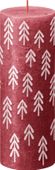 Bolsius Rustic Festive Silhouette Pillar Candle -190x68mm - Delicate Red with Tr