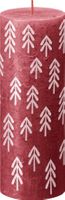 Bolsius Rustic Festive Silhouette Pillar Candle -190x68mm - Delicate Red with Tr