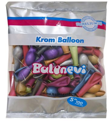 Balonevi Assorted Chrome Latex Balloon - 5 inch  - 100pc