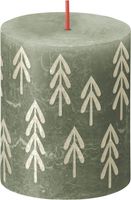 Bolsius Rustic Festive Silhouette Pillar Candle - 80x68mm - Fresh Olive with Tre