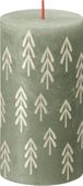 Bolsius Rustic Festive Silhouette Pillar Candle - 130x68mm - Fresh Olive with Tr