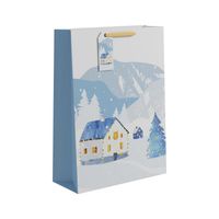 Snowy House Scene Gift Bag XL - 45.5 x 33cm