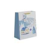 Snowy House Scene Gift Bag L -33 x 26cm