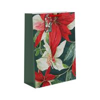 Red & White Poinsettia Gift Bag XL - 45.5 x 33cm