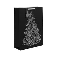 Black / White Christmas Tree Gift Bag XL - 45.5 x 33cm
