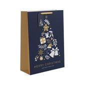 Blue & Gold Merry Christmas Tree XL - 45.5 x 33cm