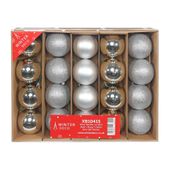 Silver Bauble on Wire - Matt / Shiny / Glitter (8cm) (20 Pieces)