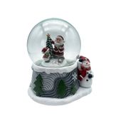 Santa and Snowman Globe with wind up music 100mm