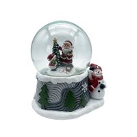 Santa and Snowman Globe with wind up music 100mm