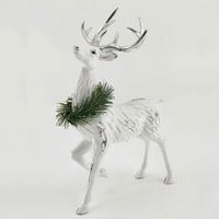 Standing Raindeer with wreath white 33.5cm