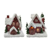 Light up small houses 2 assorted 11.5cm