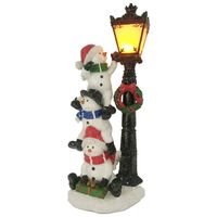 3 climbing Snowman with LED lamp 37cm