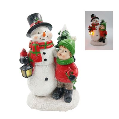 Snowman with Child Light up 24.5cm