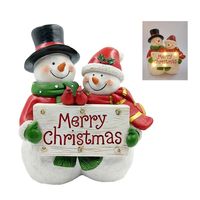 Snowmen with Light up Merry Christmas sign 22.5cm