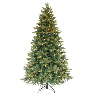 7FT Prelit Green Christmas Tree Multi inc Metal Stand 600 Warm White LED