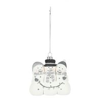 Snowman with String Lights Hanging Decoration - White/Silver - H9.5cm