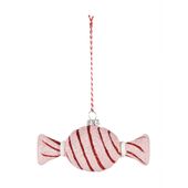 Round Candy Hanging Decoration with White Swirl - Pink - H15.5cm