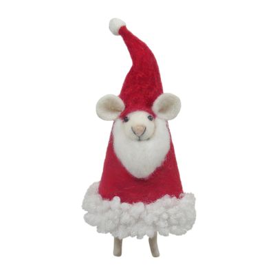 Felt Mouse in Xmas Hat Costume  Hanging Decoration- H16cm