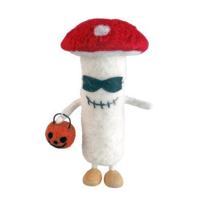 Felt Scary Toadstool with Pumpkin Hanging Decoration - 16cm