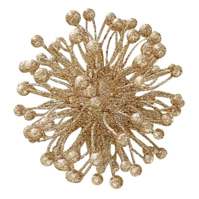 Glitter Flower Pom Pom Hanging Decoration - Gold