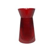 Tall Ribbed Vase with Wide Neck - Red - H26cm