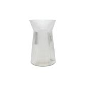 Ribbed Vase with Wide Neck - Clear - H20cm