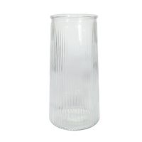 Tall Ribbed Graduated  Glass Vase - Clear - H32cm