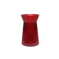 Ribbed Vase with Wide Neck - Red- H20cm