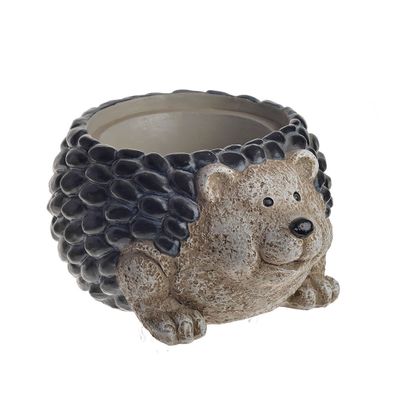 Hedgehog Resin Planter Grey
