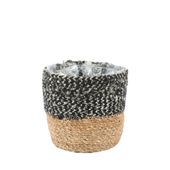 Seagrass Basket w/Liner - Natural & Black - H13 x Dia13cm