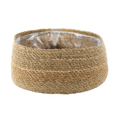 Natural Seagrass Shallow Basket with Liner - H11cm x 25cm