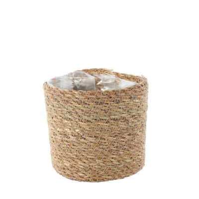 Seagrass Basket with Liner - H14cm x Dia 15cm