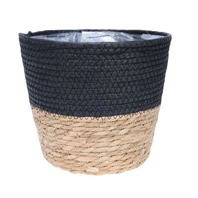 521552-Seagrass Indoor Planter Black 23cm