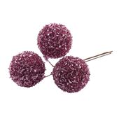 Bunch of x3 Frosted Baubles  - Purple - 13cm