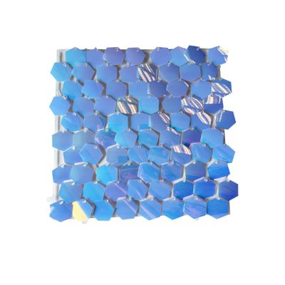 Sequin Wall Panel Hexagonal - Pearlised Blue - 30 x 30cm