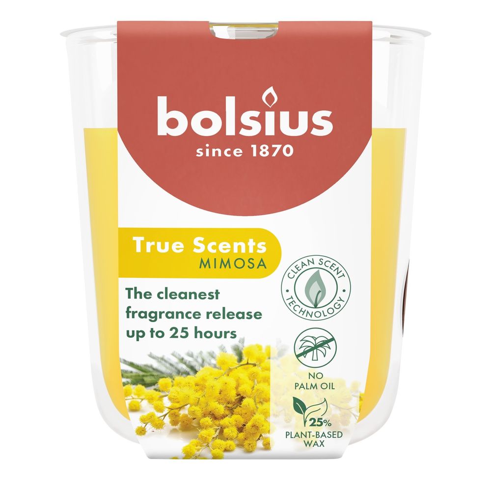 Bolsius True Scents Fragrance Small Candle Glass H8 x 7.3cm Mimosa APAC