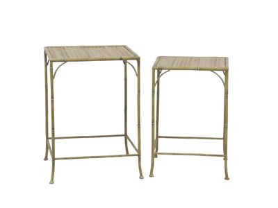 Creation Faux Bamboo Occasional Table Set x2 - H56 & H51cm