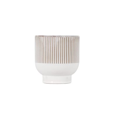 Hortus Home Toulon Stoneware Pot - Cream - Dia 14 x H15cm